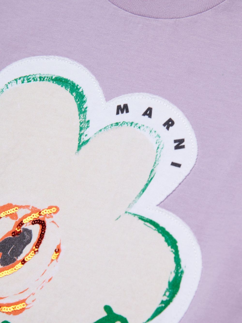 T-shirt con stampa fiore lavanda M01672M00HZ 0M612 MARNI KIDS 