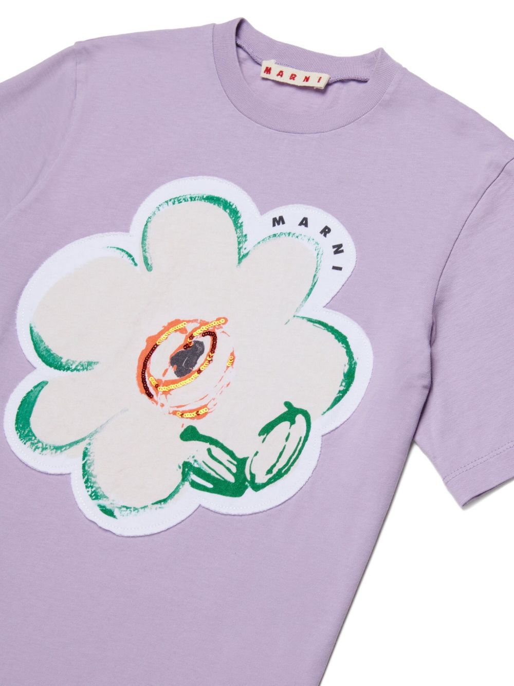 T-shirt con stampa fiore lavanda M01672M00HZ 0M612 MARNI KIDS 