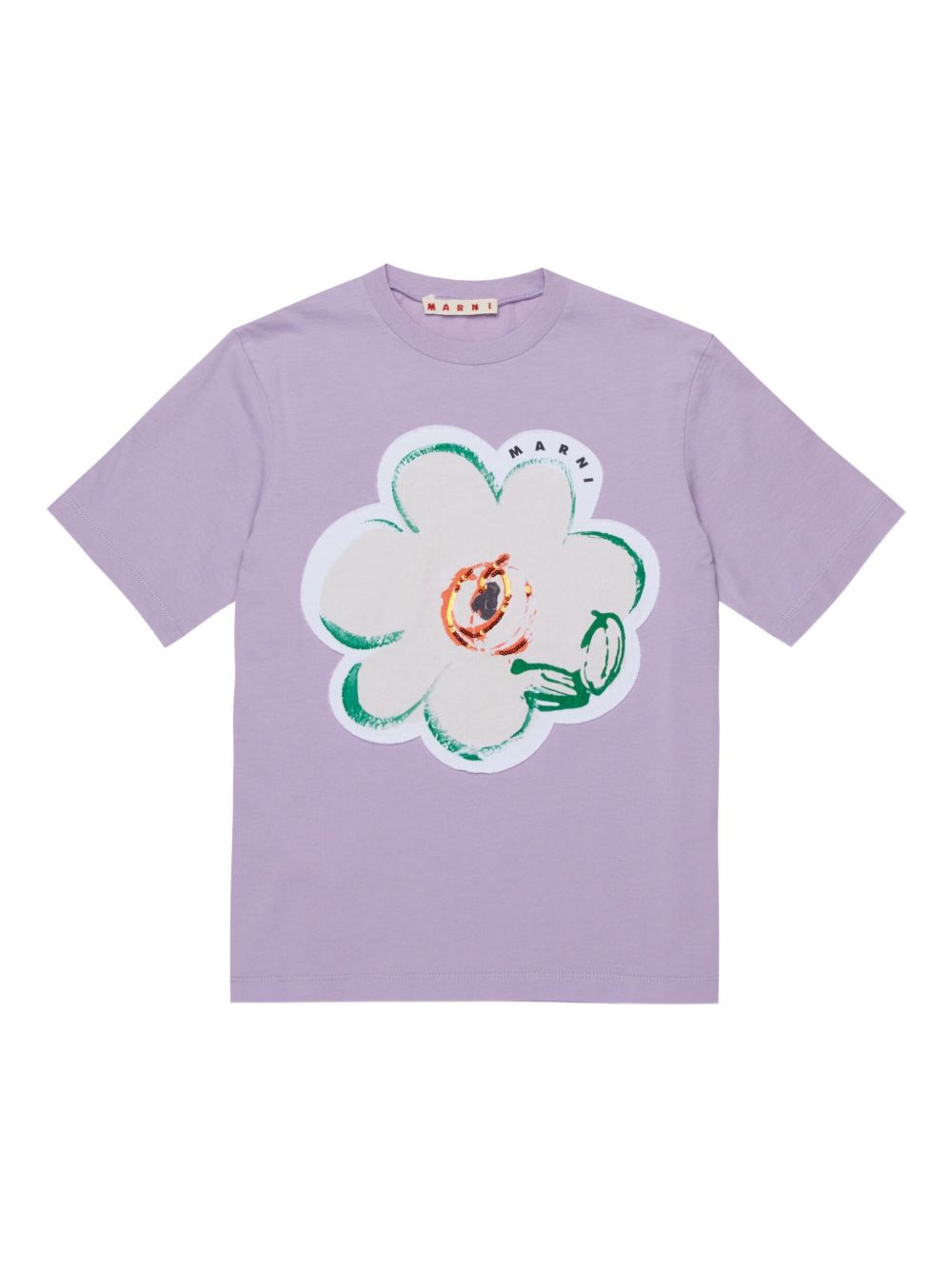 T-shirt con stampa fiore lavanda M01672M00HZ 0M612 MARNI KIDS 