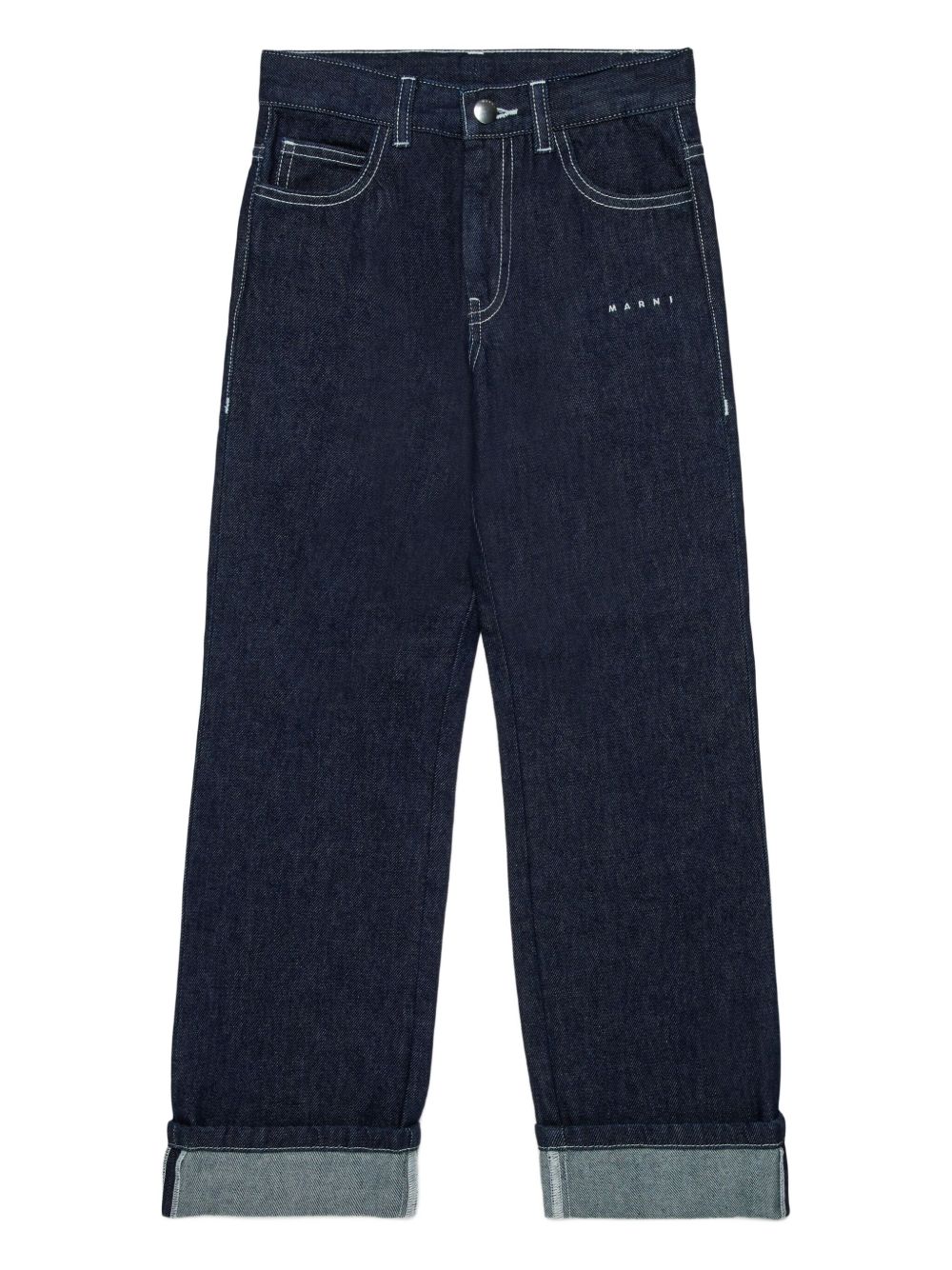 Jeans con risvolti a gamba dritta M01706M00WH 0M01 MARNI KIDS 
