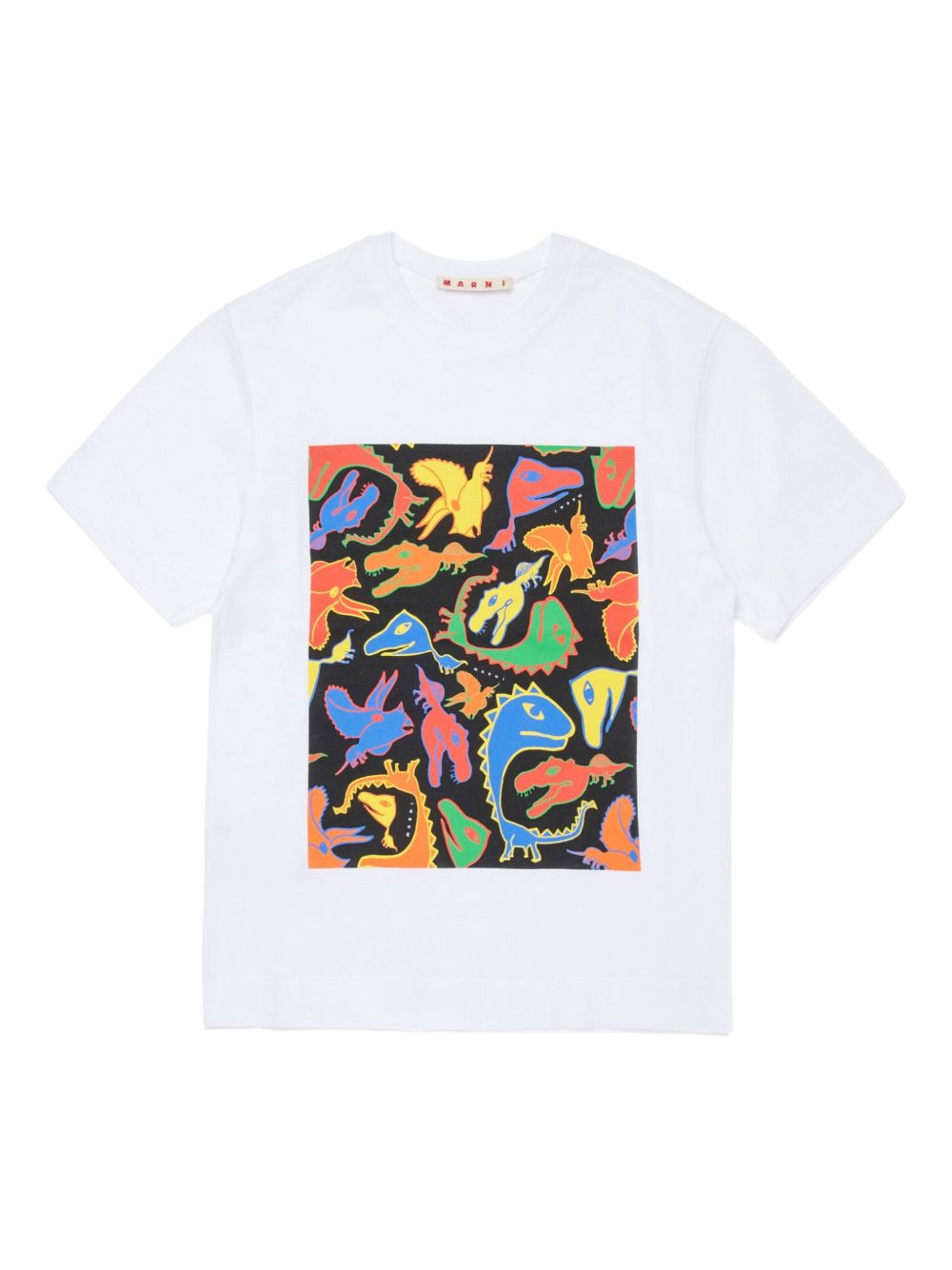 T-shirt in cotone con stampa dinosauri M01804M00RF 0M100 MARNI KIDS 