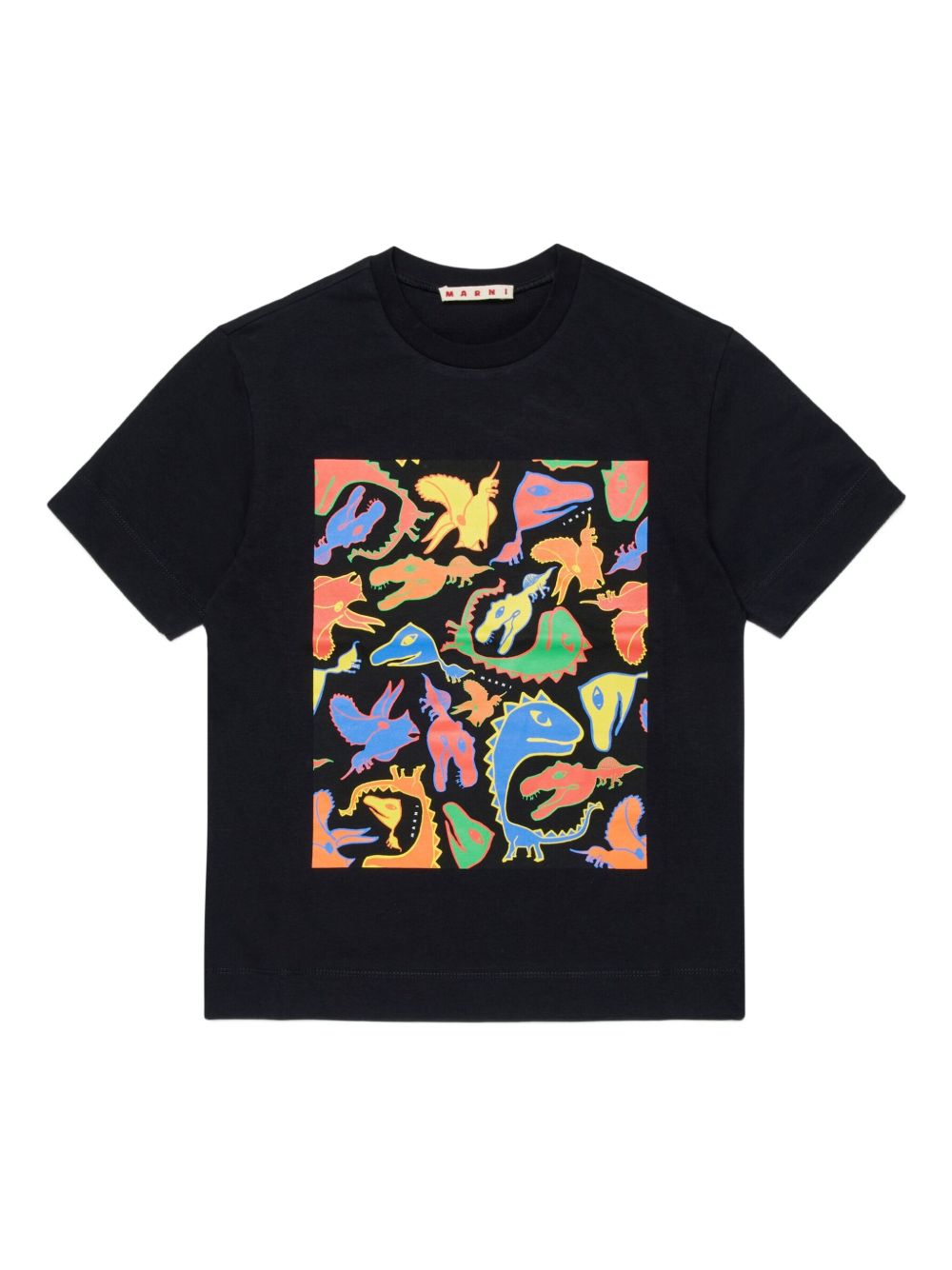 T-shirt in cotone con stampa dinosauri M01804M00RF 0M900 MARNI KIDS 