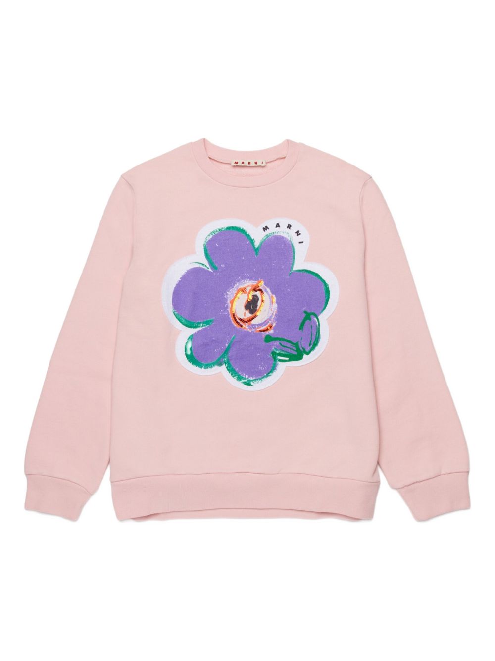 Felpa in cotone con fiore applicato M01814M00V1 0M351 MARNI KIDS 
