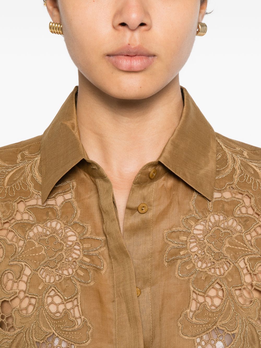 Camicia mstcali traforata ocra 2616111012600 053 MAX MARA STUDIO 