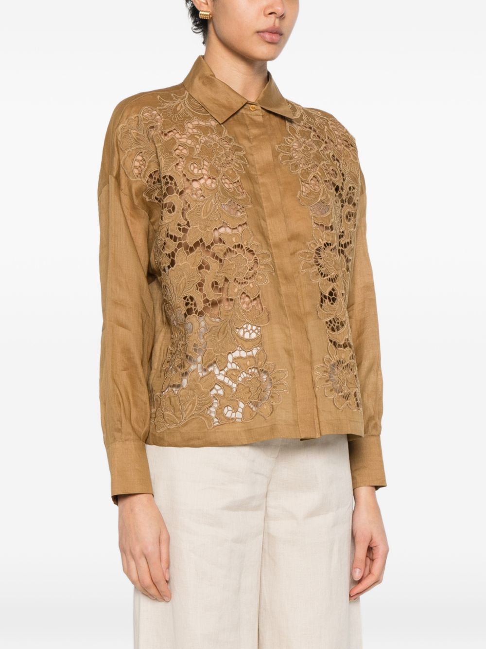 Camicia mstcali traforata ocra 2616111012600 053 MAX MARA STUDIO 