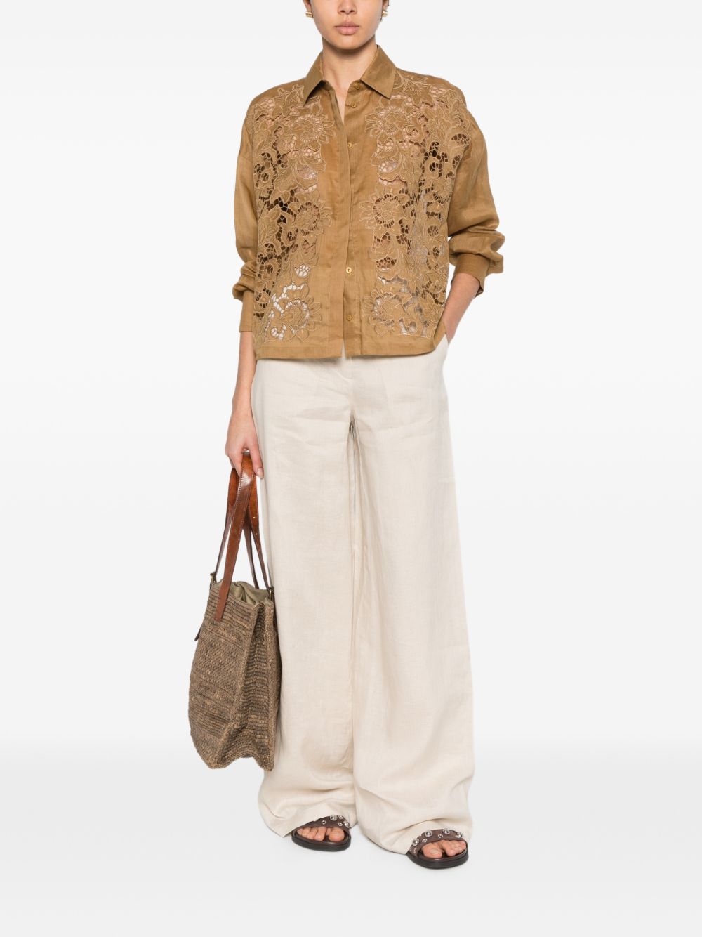 Camicia mstcali traforata ocra 2616111012600 053 MAX MARA STUDIO 