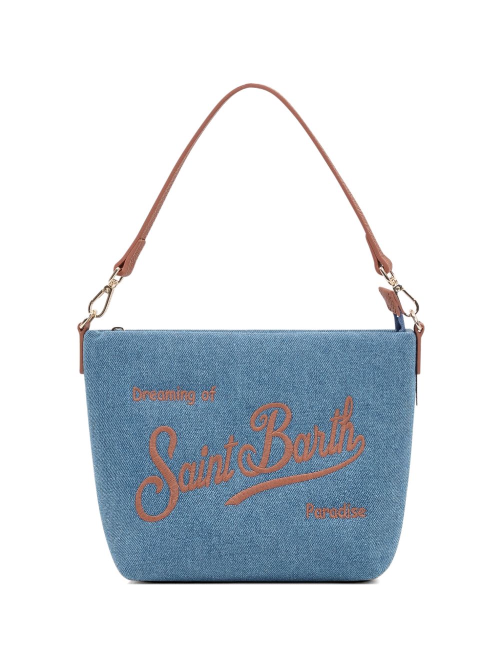 Borsa a spalla in denim con scritta ALI0034 01515L MC2 SAINT BARTH 