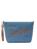 Borsa a spalla in denim con scritta