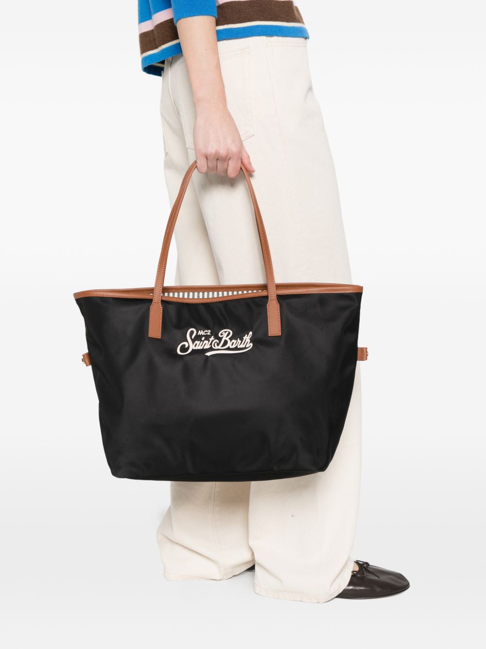 Tote bag in poliammide con manici in pelle CB0002 00288L MC2 SAINT BARTH 