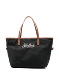 Tote bag in poliammide con manici in pelle