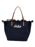 Borsa tote con frange denim