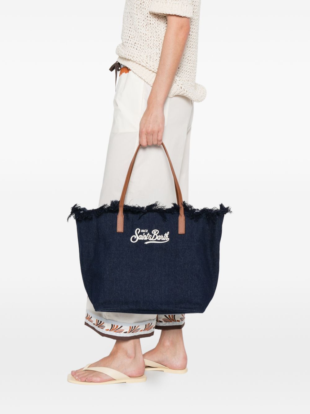 Borsa tote con frange denim CBF0001 01031L MC2 SAINT BARTH 