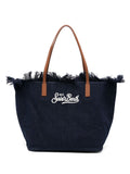Borsa tote con frange denim