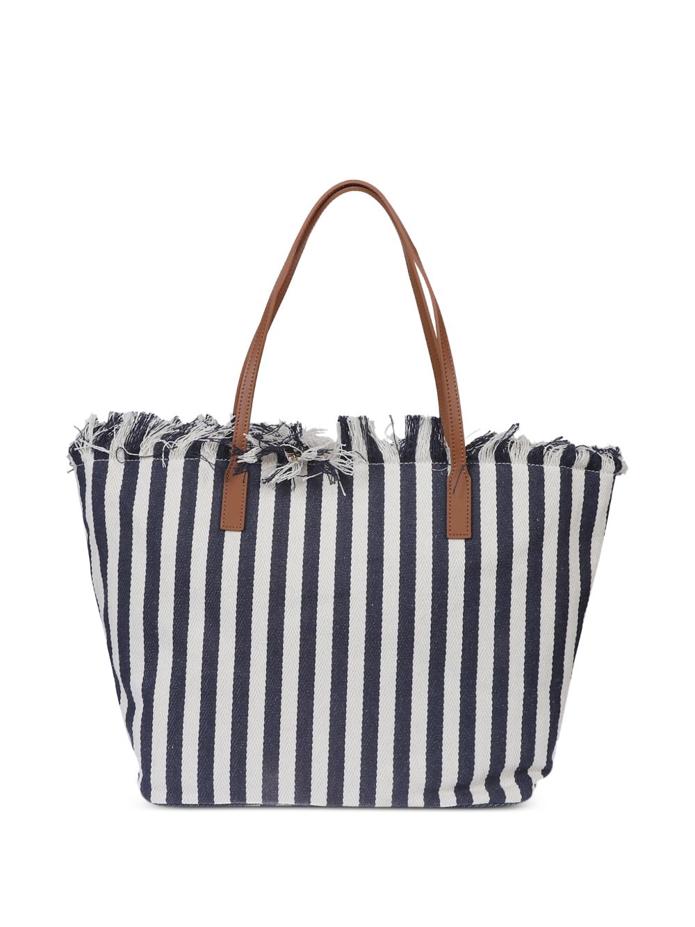 Borsa a spalla in cotone a righe con frange CBF0001 01768L MC2 SAINT BARTH 