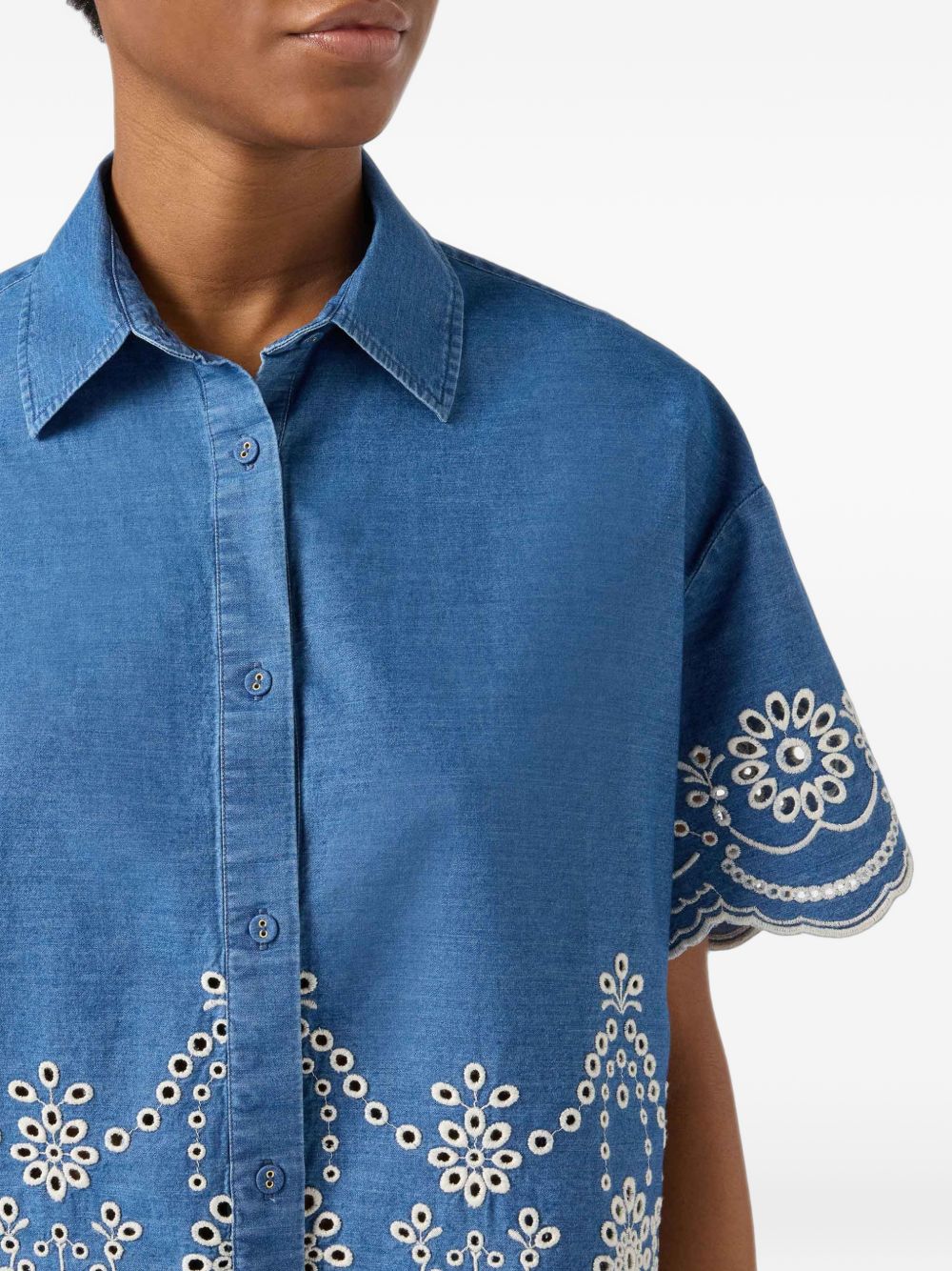 Camicia in denim con ricami a contrasto CEM0001 00473L MC2 SAINT BARTH 
