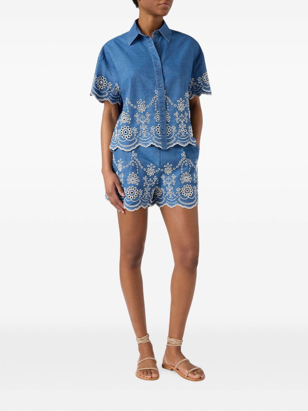 Camicia in denim con ricami a contrasto CEM0001 00473L MC2 SAINT BARTH 