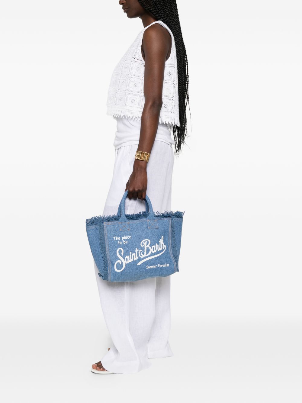 Borsa mare in cotone con frange COL0001 00009L MC2 SAINT BARTH 
