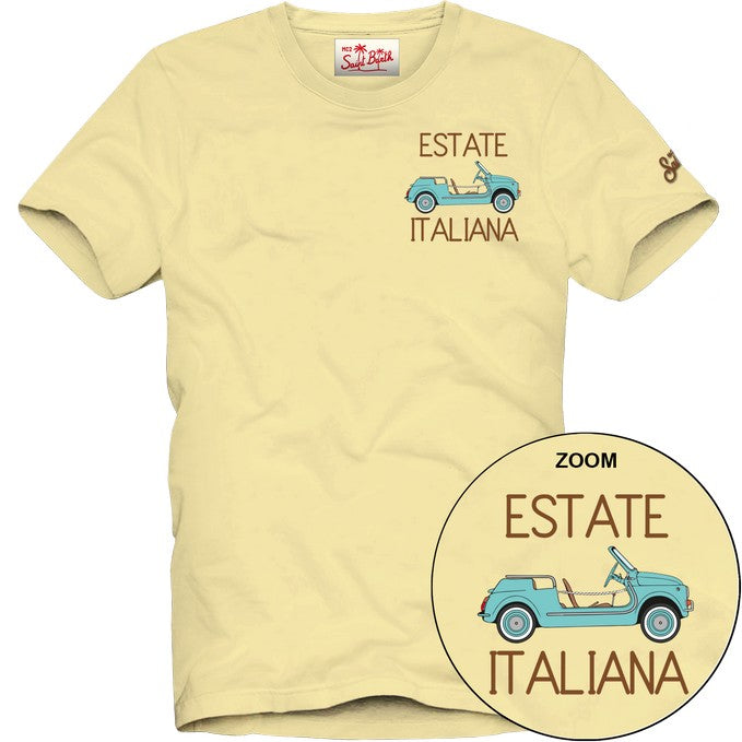 T-shirt in cotone organico con ricamo POT0001 04513L MC2 SAINT BARTH 