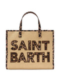 Borsa tote in paglia con ricamo logo