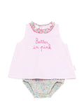 Completo abito con culotte a righe