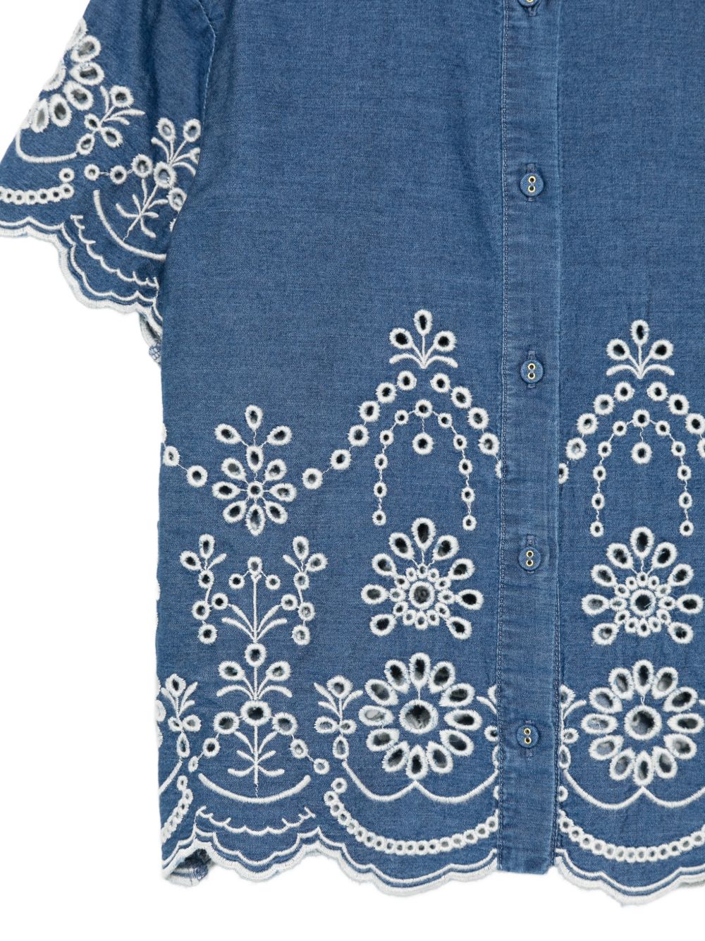 Camicia in denim con ricami floreali CEM0002 00473L MC2 SAINT BARTH KIDS 