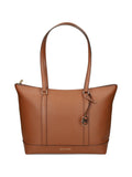 Borsa shopping in pelle con charm logo
