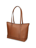 Borsa shopping in pelle con charm logo