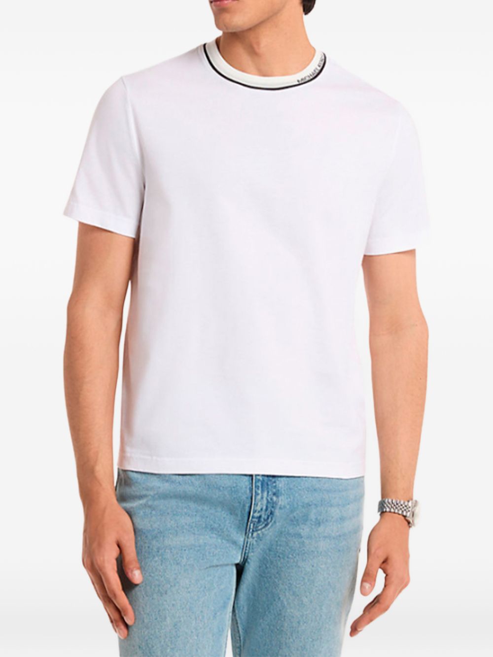 T-shirt girocollo con bordino CS652SN19P 100 MICHAEL KORS 