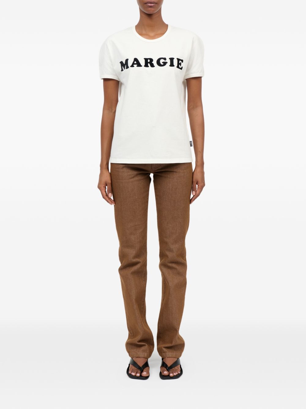 T-shirt in cotone con stampa logo S62GD0212M20108 101 MM6 MAISON MARGIELA 