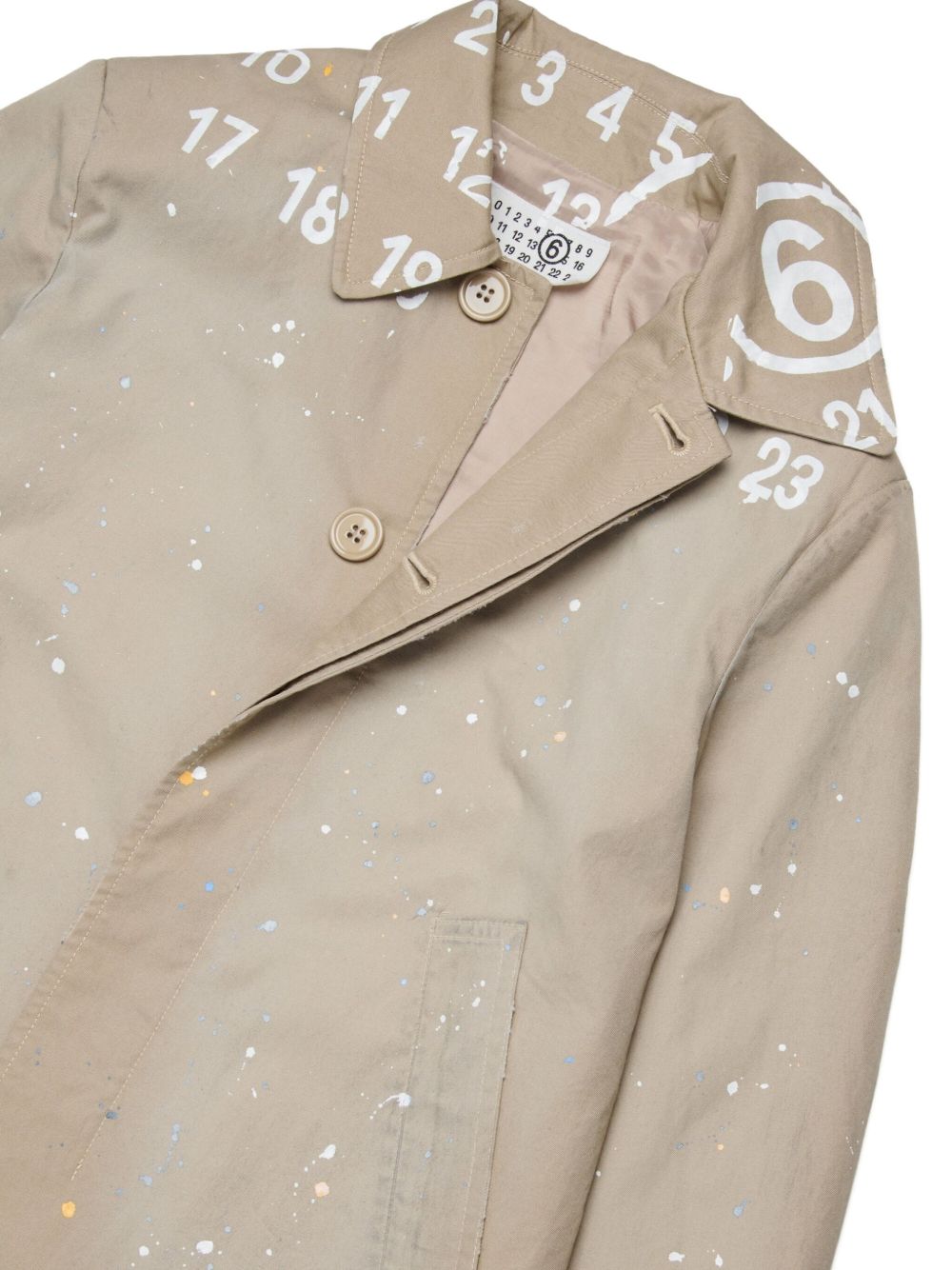 Trench in cotone con effetto paint splatter M60928MM07B M6709 MM6 MAISON MARGIELA KIDS 