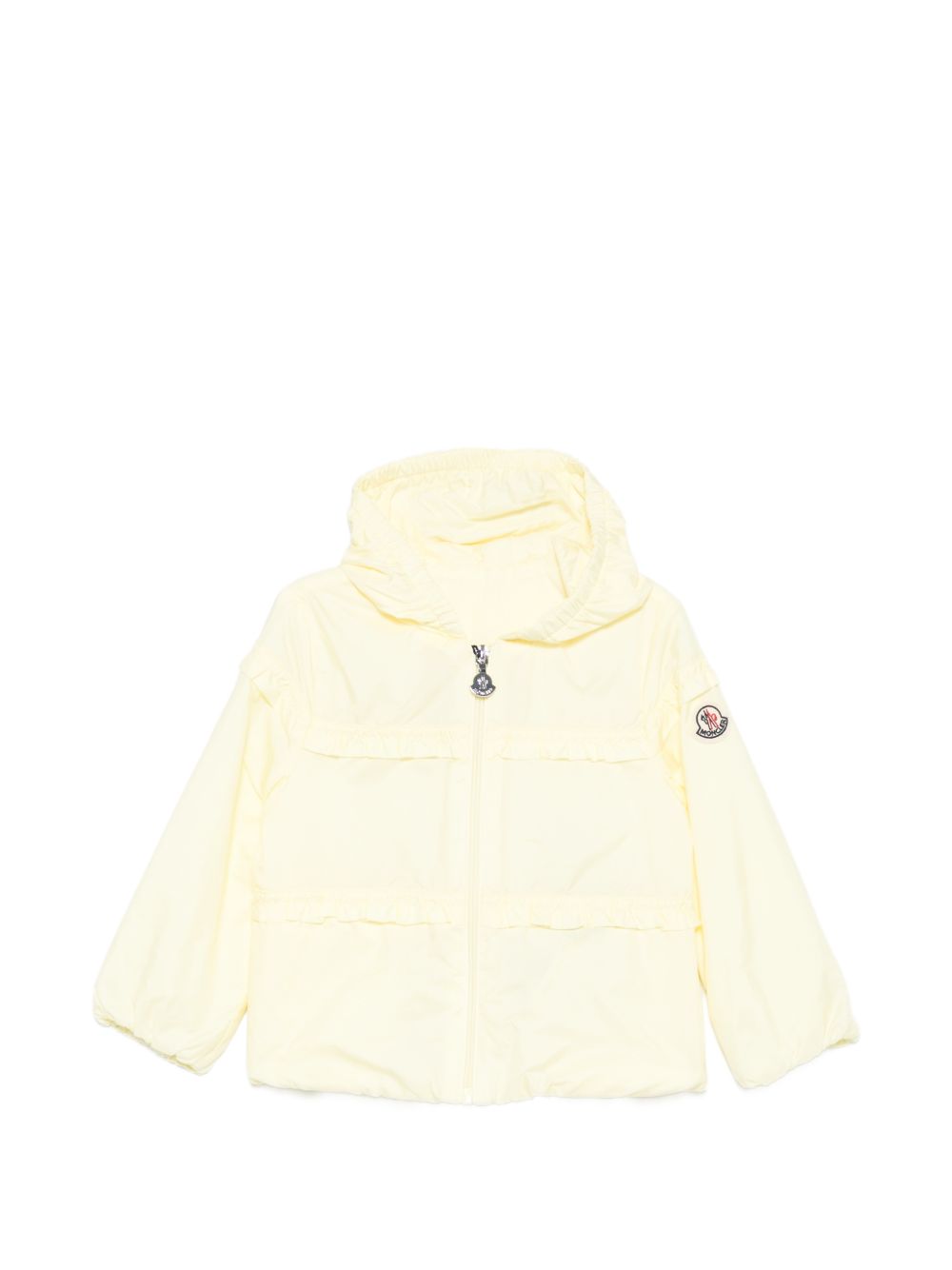 Piumino con cappuccio e dettaglio ruches L19511A0003153A5E 10V MONCLER KIDS 
