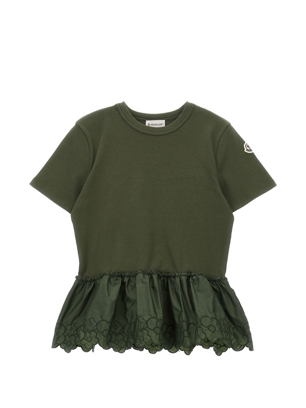 T-shirt in cotone con volant ricamato L19548C0000889AHP 825 MONCLER KIDS 