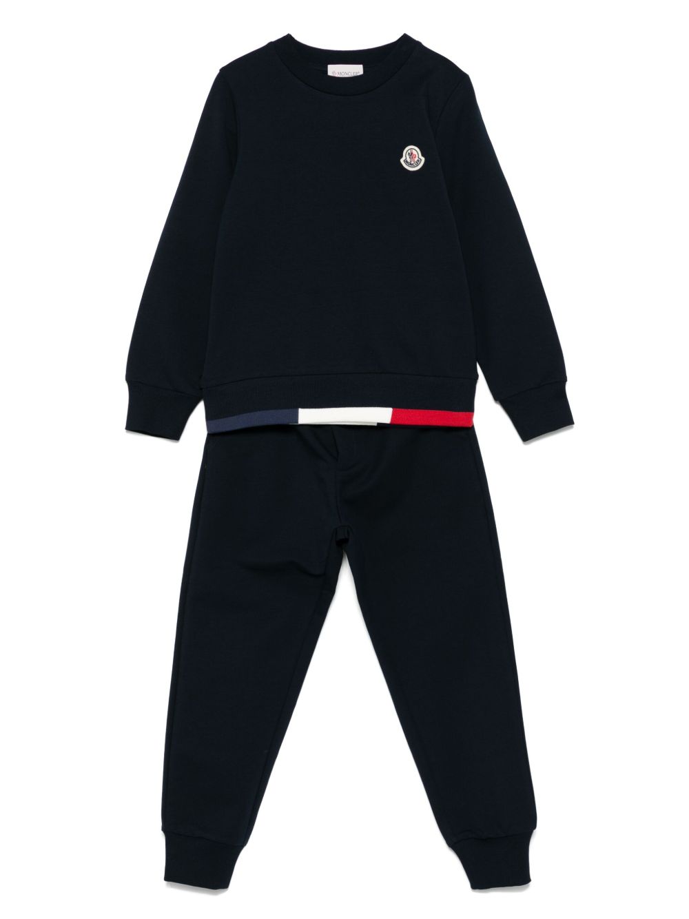 Tuta in cotone con patch logo L19548M0000589AEB 778 MONCLER KIDS 