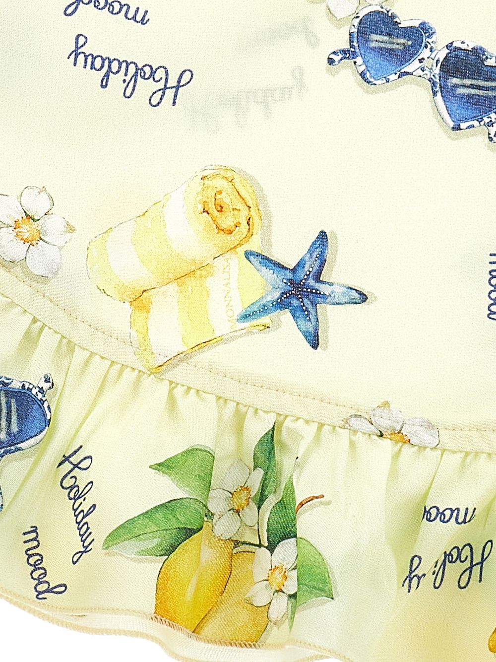 Bikini a triangolo con stampa limoni e volant 19G0087028 0014 MONNALISA KIDS 