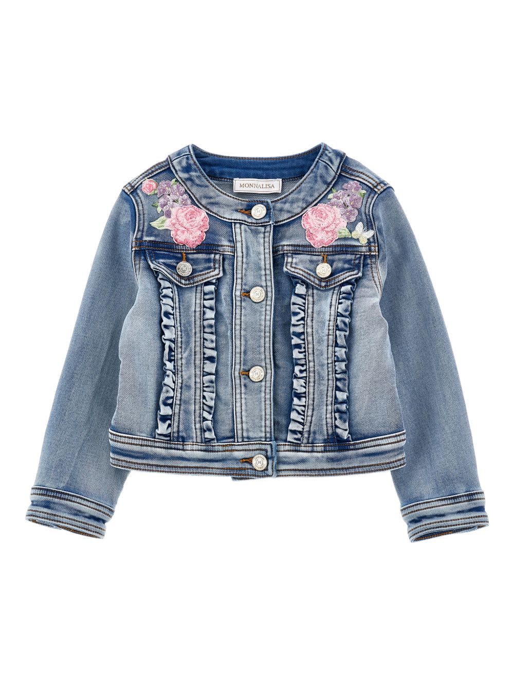 Giacca in denim con ricami floreali 19G1027015 055B MONNALISA KIDS 