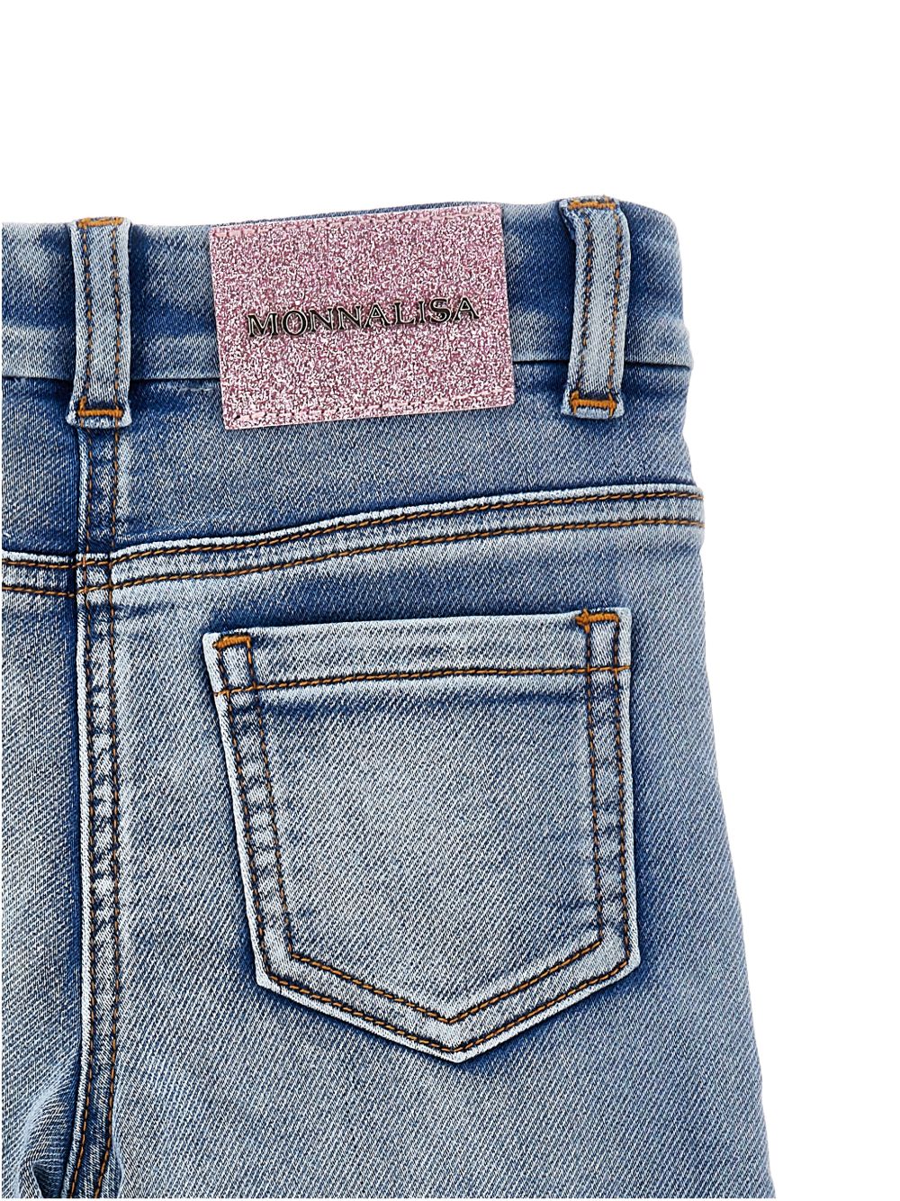 Jeans con ricami floreali e rouches 19G4047015 055B MONNALISA KIDS 