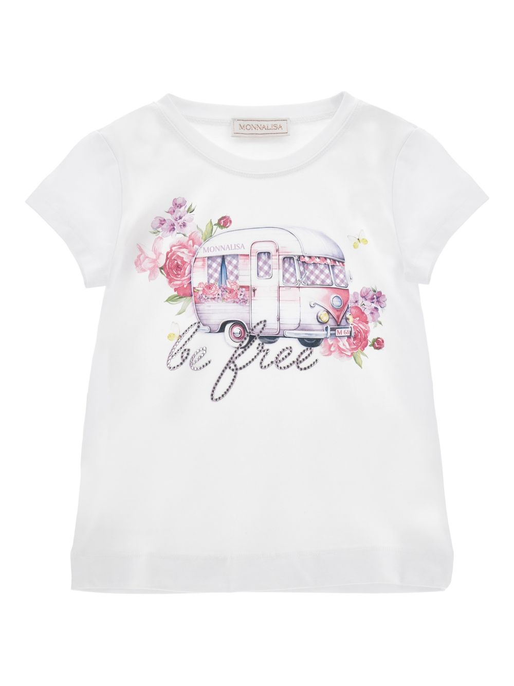 T-shirt con stampa caravan e fiori 19G6027001 0099 MONNALISA KIDS 