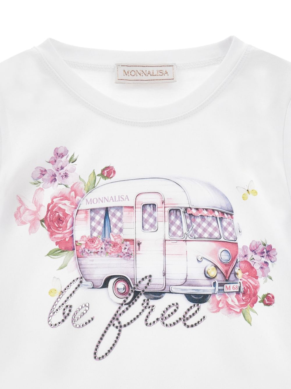 T-shirt con stampa caravan e fiori 19G6027001 0099 MONNALISA KIDS 