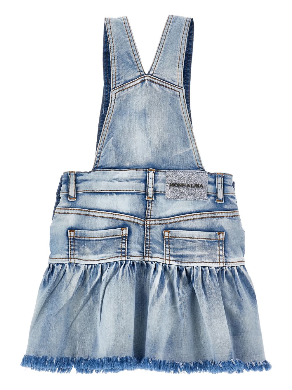 Salopette in denim con ricami 19G7037013 0062 MONNALISA KIDS 