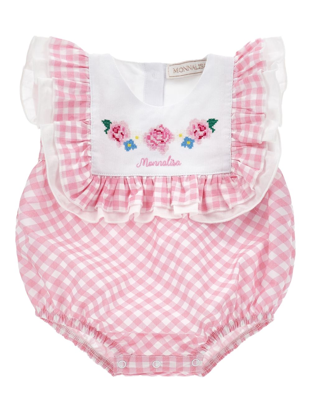 Pagliaccetto a quadretti con ricamo floreale 35G2037011 9990 MONNALISA KIDS 