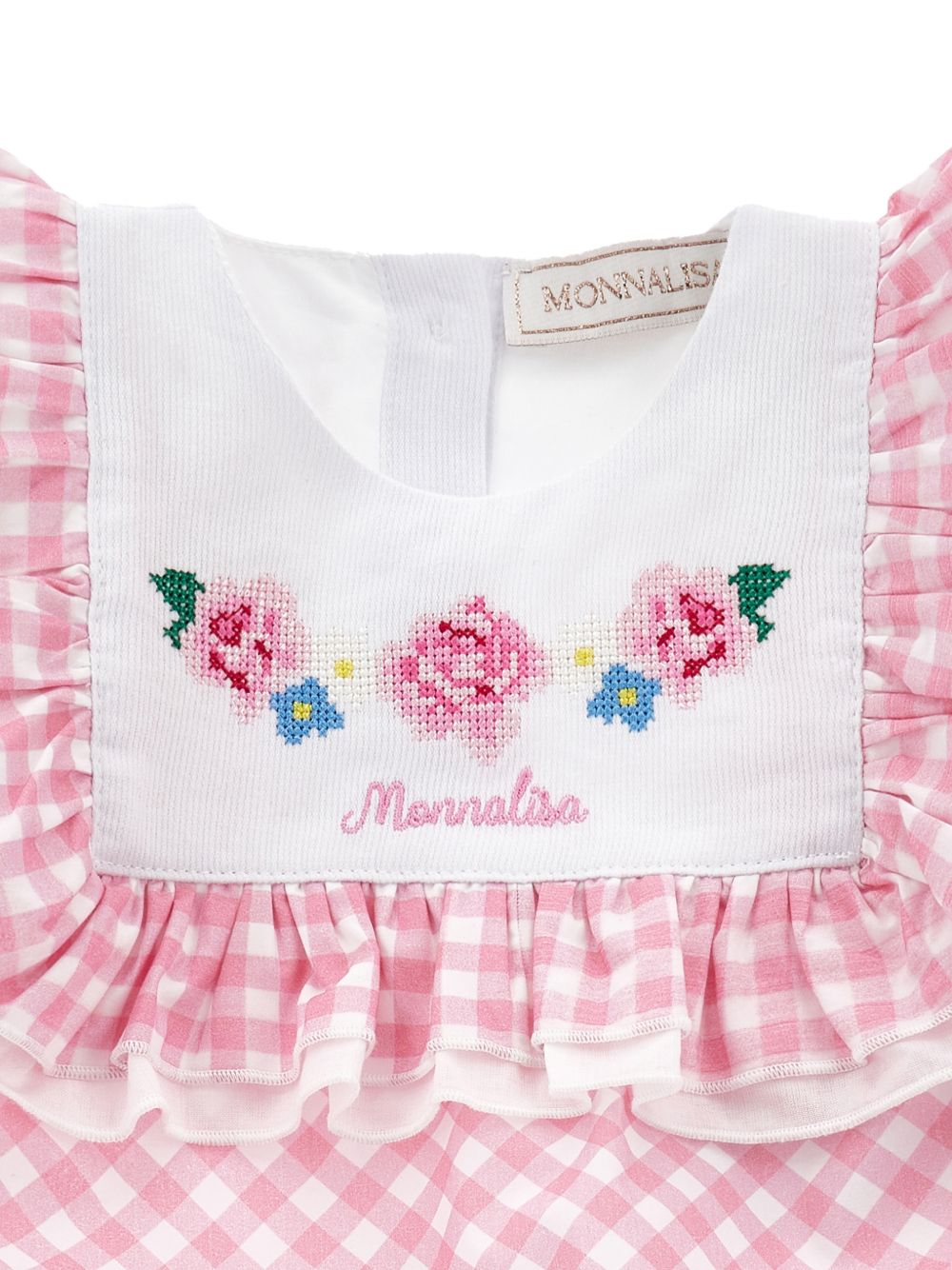 Pagliaccetto a quadretti con ricamo floreale 35G2037011 9990 MONNALISA KIDS 