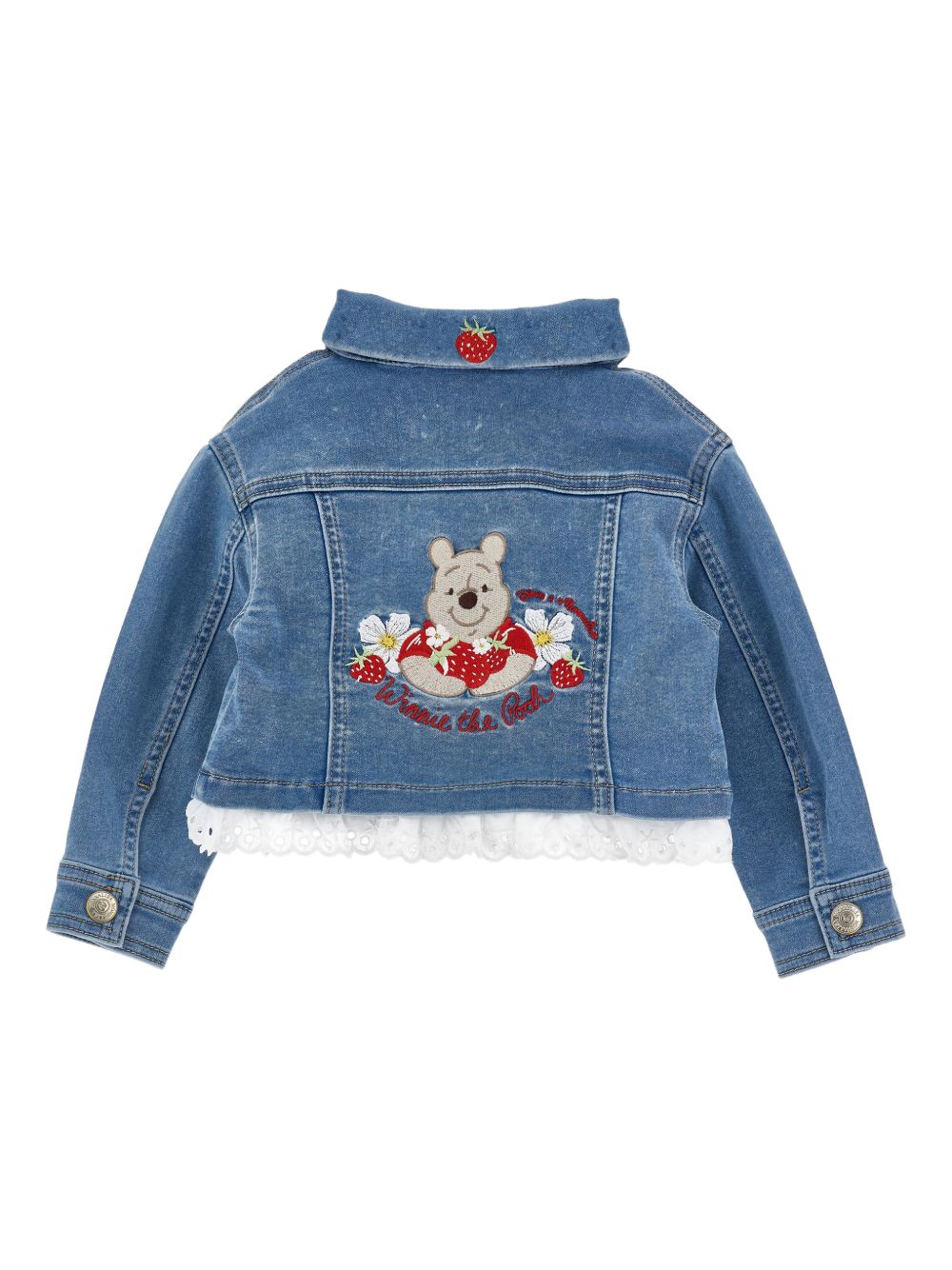 Giacca in denim con ricami fragole 39G1037017 0062 MONNALISA KIDS 