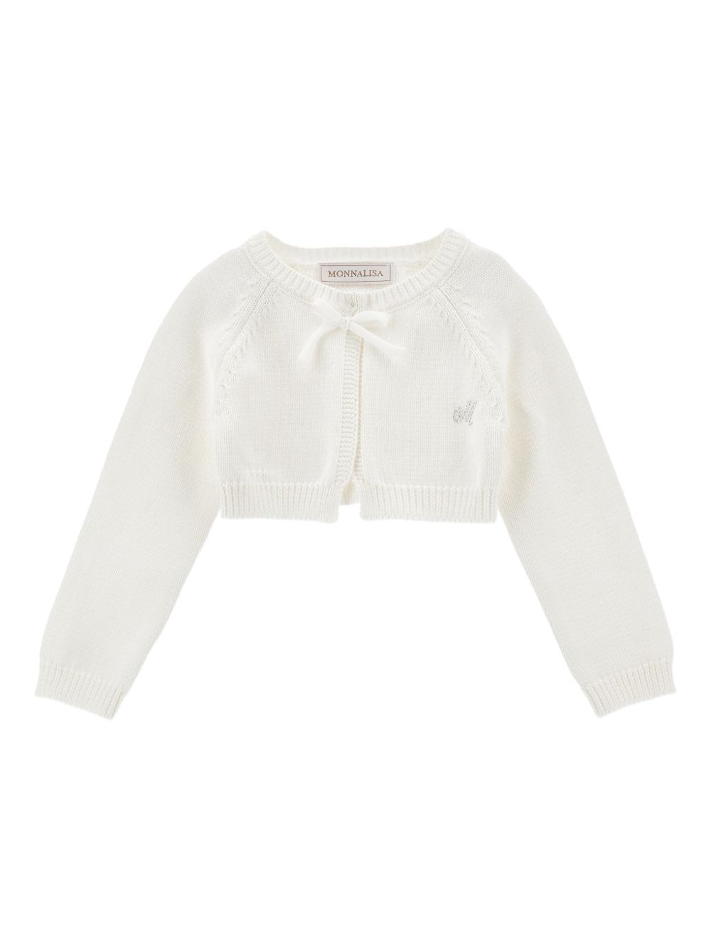 Cardigan bianco con chiusura a fiocco 73G8007036 0001 MONNALISA KIDS 