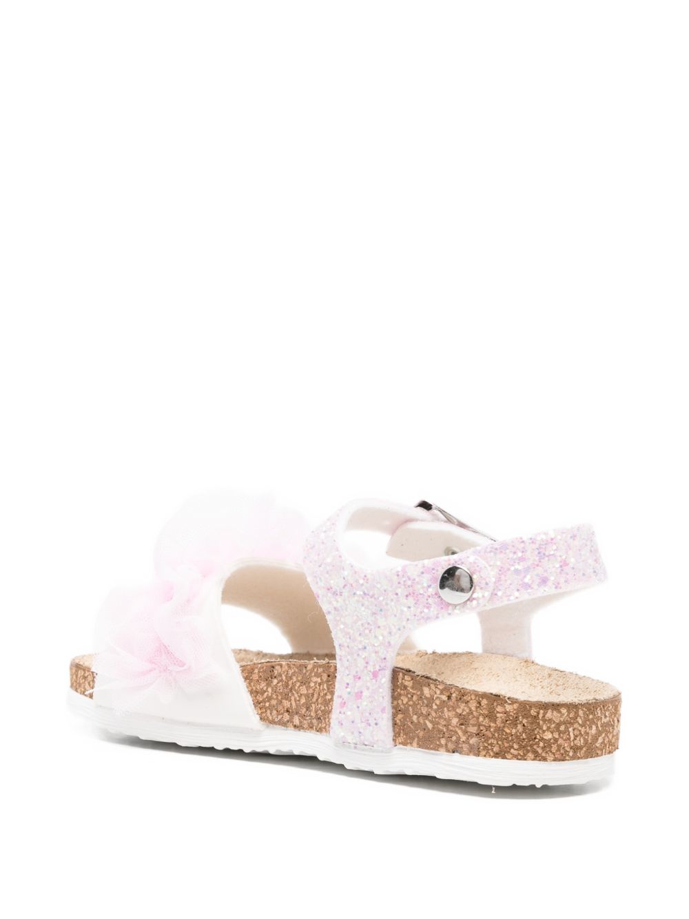 Sandali in pelle artificiale con glitter e volant 83G0117708 0090 MONNALISA KIDS 