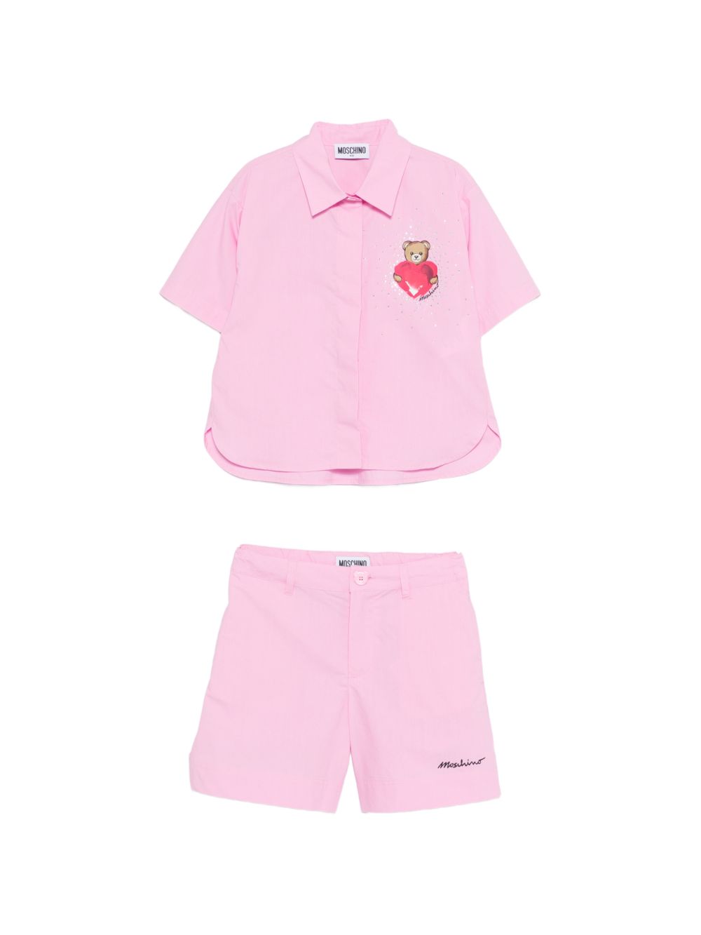 Completo camicia e shorts in cotone HDG01LLLA10 51473 MOSCHINO KIDS 