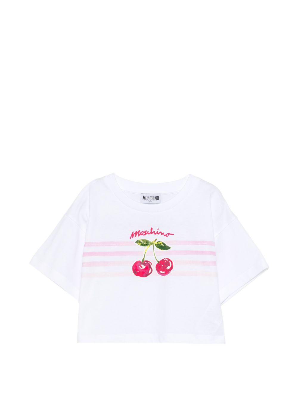 T-shirt con stampa ciliegie HDM06YLAA02 10101 MOSCHINO KIDS 