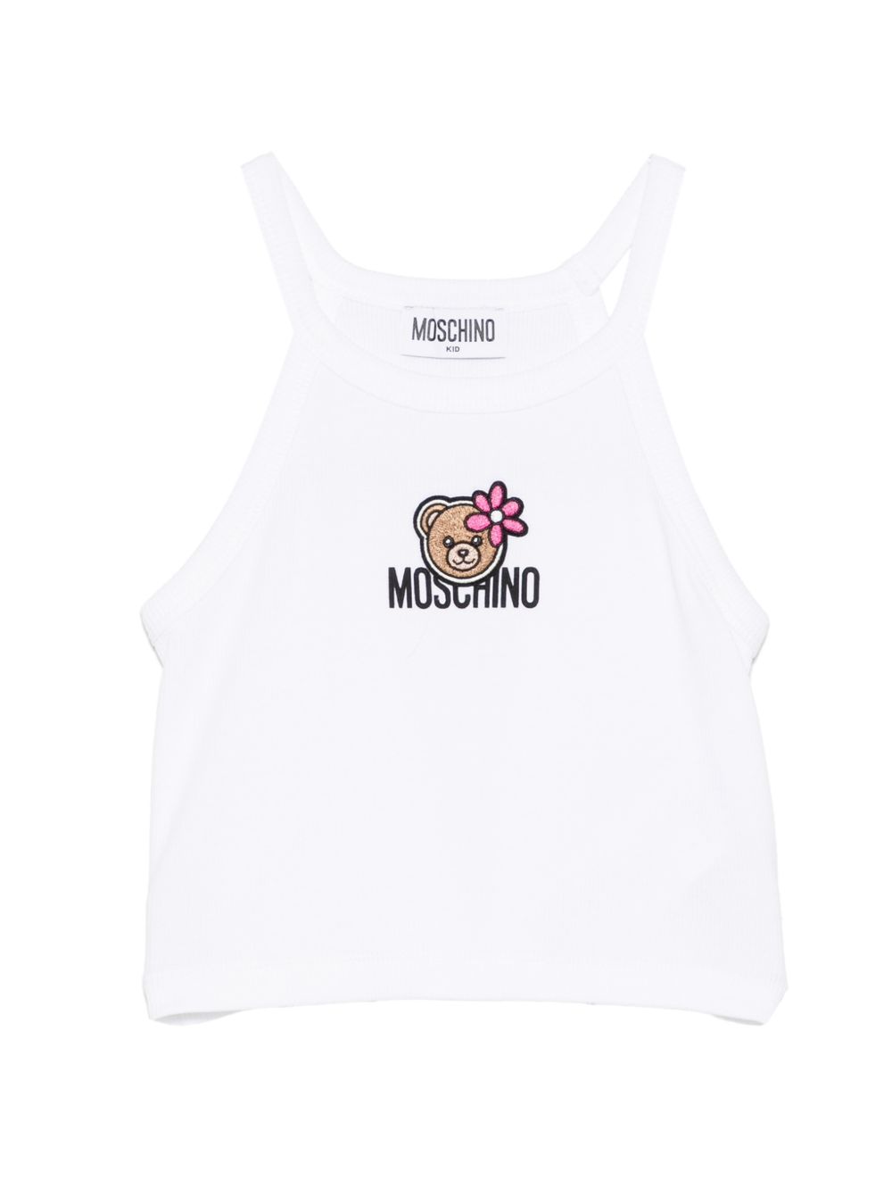 T-shirt con logo orsetto e fiore HDM06ZLBA39 10101 MOSCHINO KIDS 