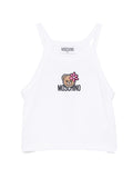 T-shirt con logo orsetto e fiore