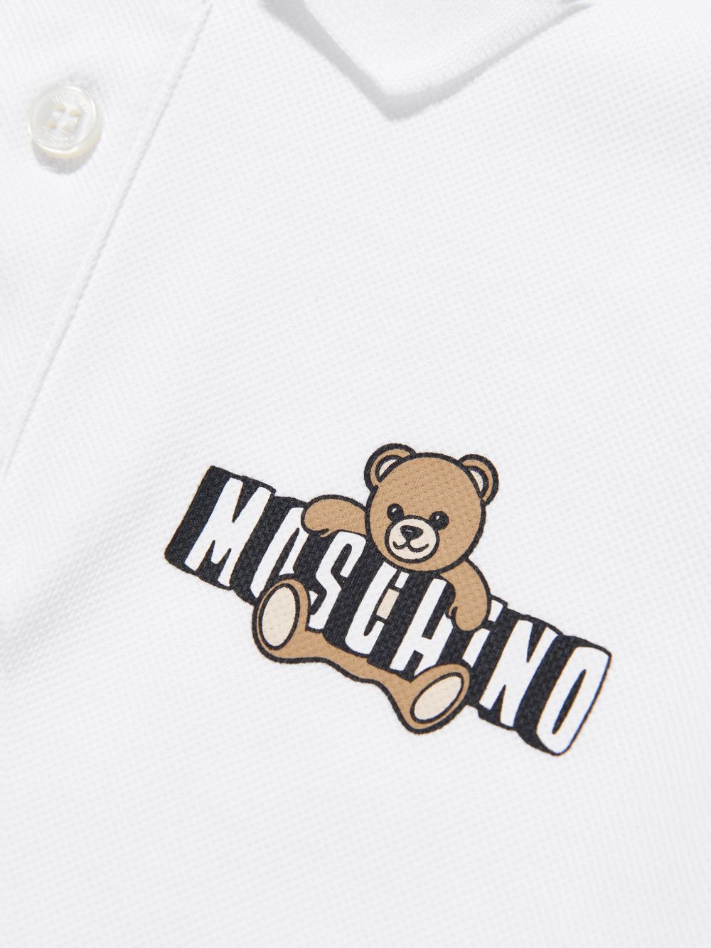 Polo in cotone con logo HSM03YLFA09 10101 MOSCHINO KIDS 