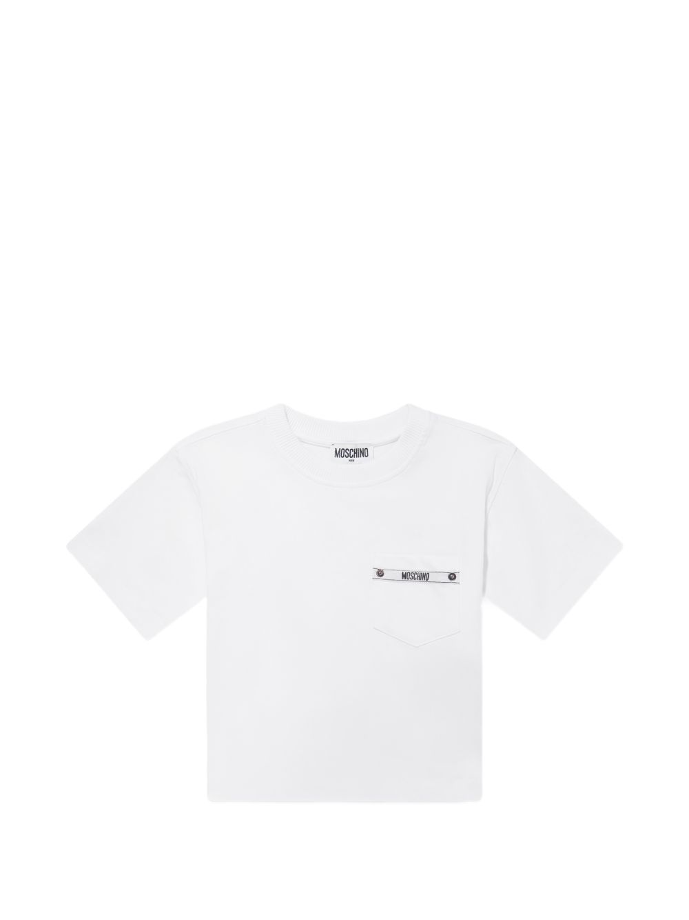 T-shirt girocollo in cotone HUM05MLAA01 10101 MOSCHINO KIDS 